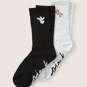 VS PINK rare halloween ghost and candy corn crew socks set
